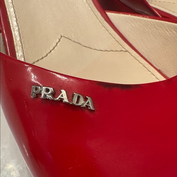 Prada Red Patent Slide Platform Sandals - Picture 7 of 9